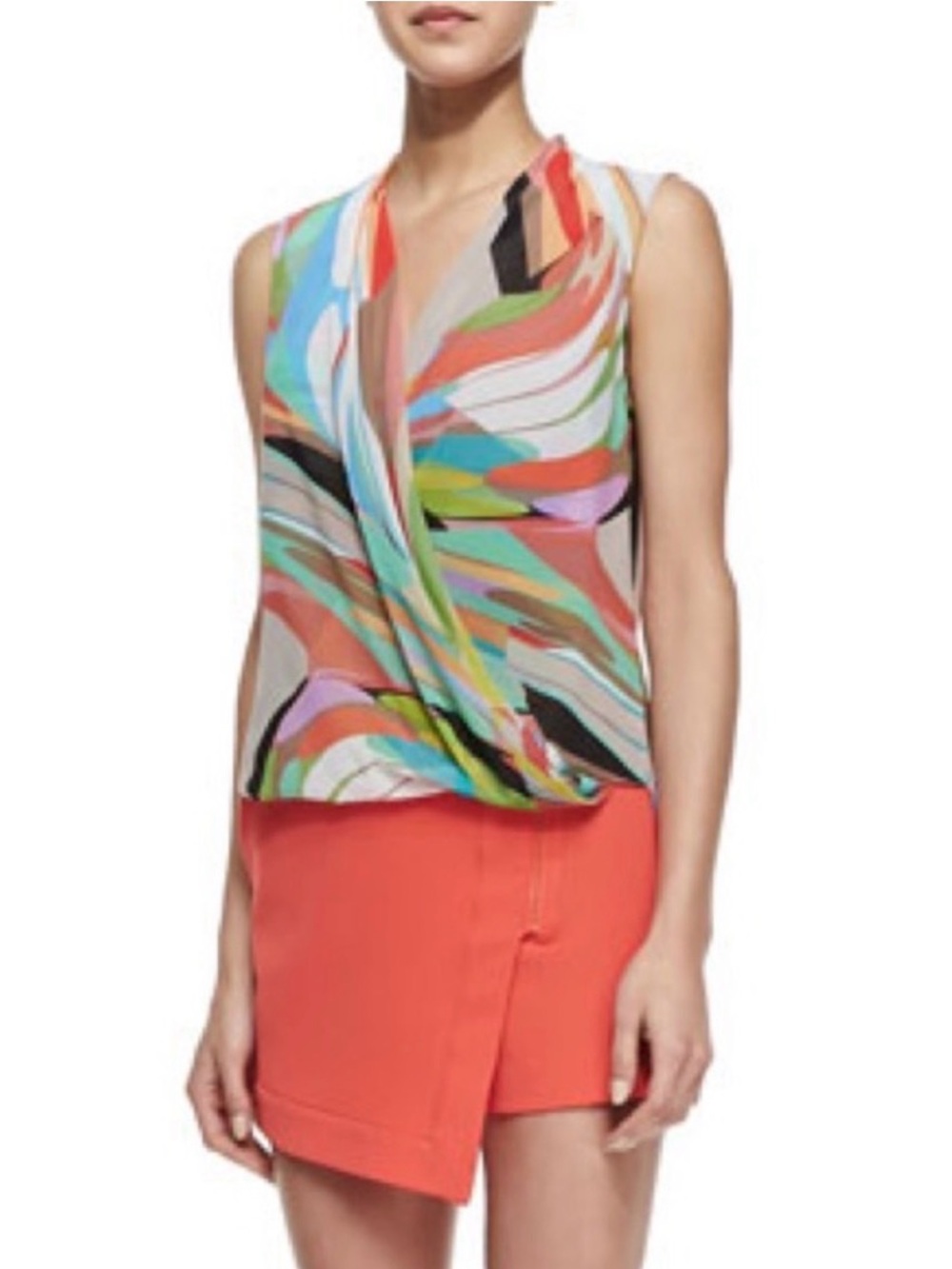 Trina Turk Muriel Prisim Print Surplice Top  S